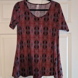 LLR size small red pattern tunic top